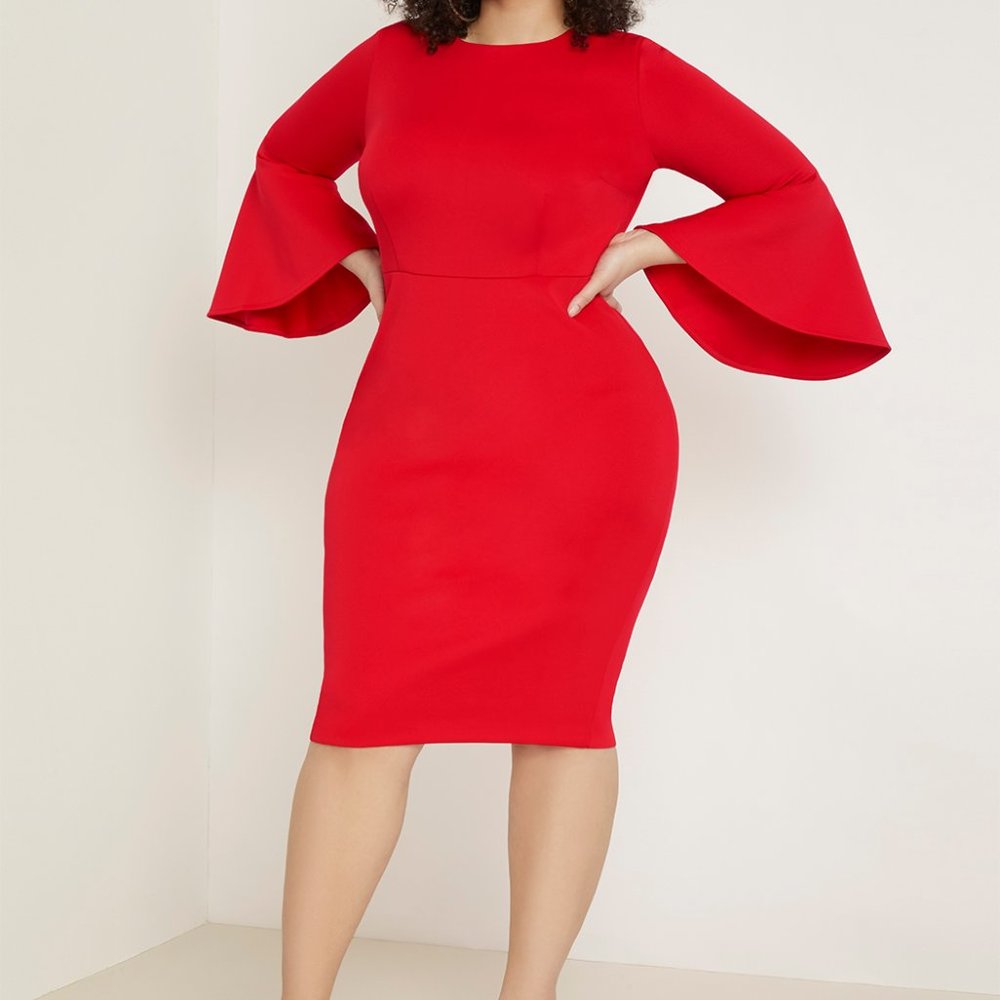 Eloquii Flare Sleeve Scuba Dress